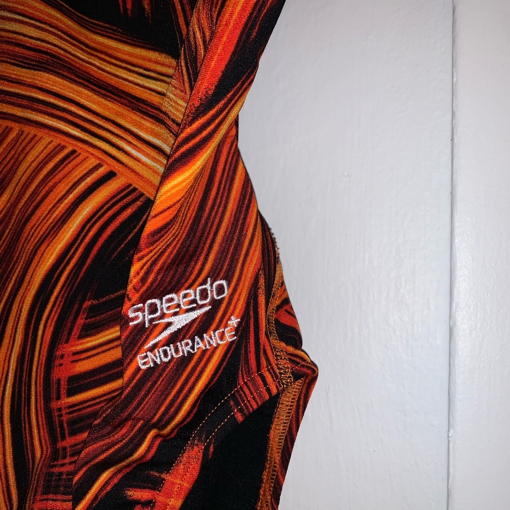 Speedo endurance + swim suit w/orange design